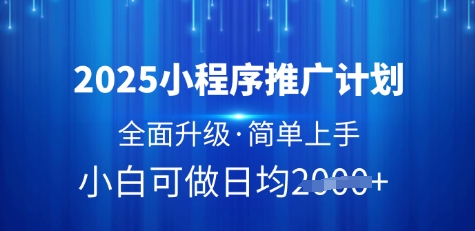 2025小程序推广计划，全面升级，简单上手，日均多张